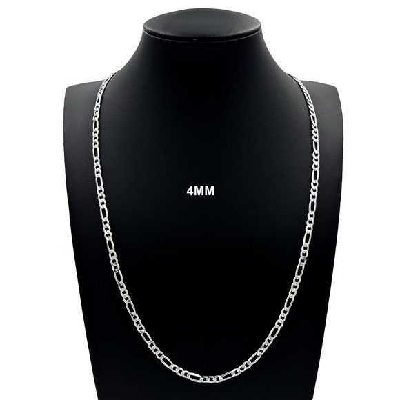 Real 925 SOLID Sterling Silver 4mm Figaro Link Chain Necklace 26" inch - Picture 1 of 6